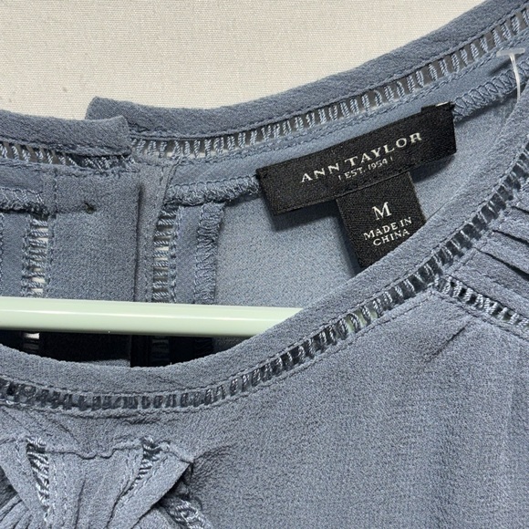 Ann Taylor Slate Blue Blouse with Tie-Front - Picture 3 of 7